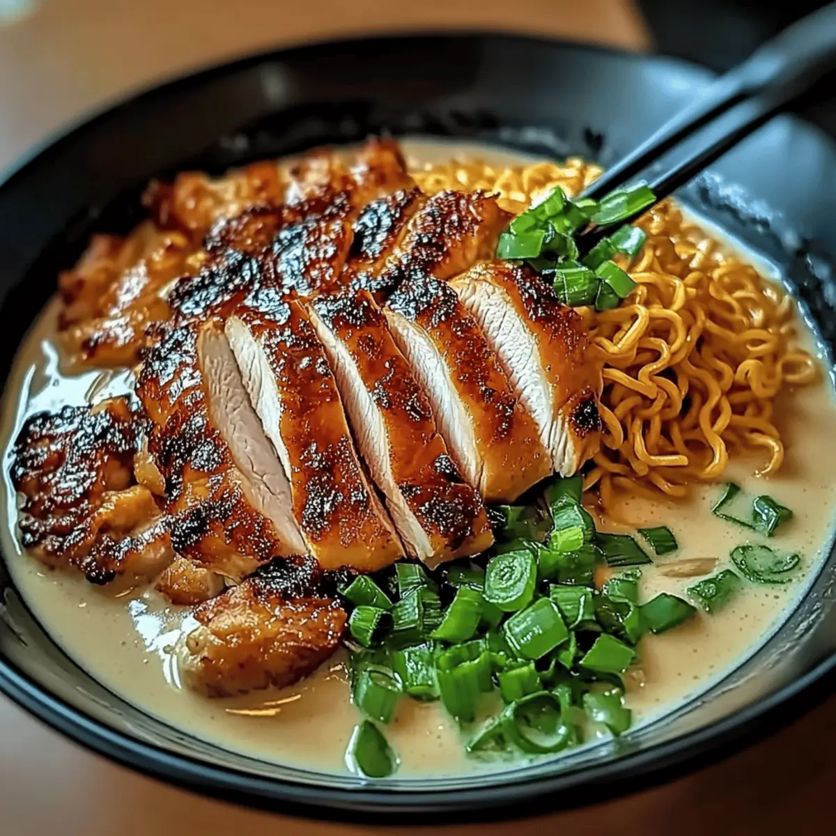 Fiery Chicken Ramen with Creamy Garlic Sauce