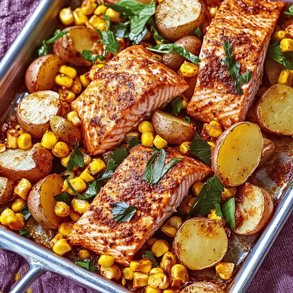 Spiced Salmon with Potatoes and Corn: One-Pan Deliciousness 4 Spiced Salmon With Potatoes and Corn