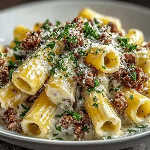 Creamy Parmesan Beef Rigatoni