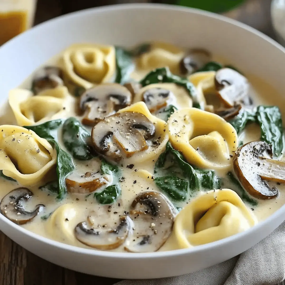 Creamy Tortellini with Spinach and Mushrooms g3fkwd