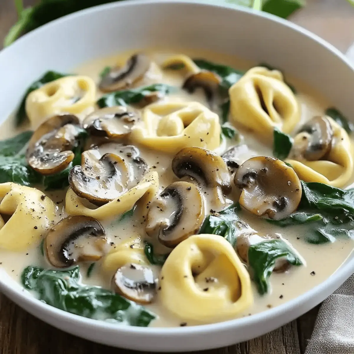 Creamy Tortellini with Spinach and Mushrooms grlmre
