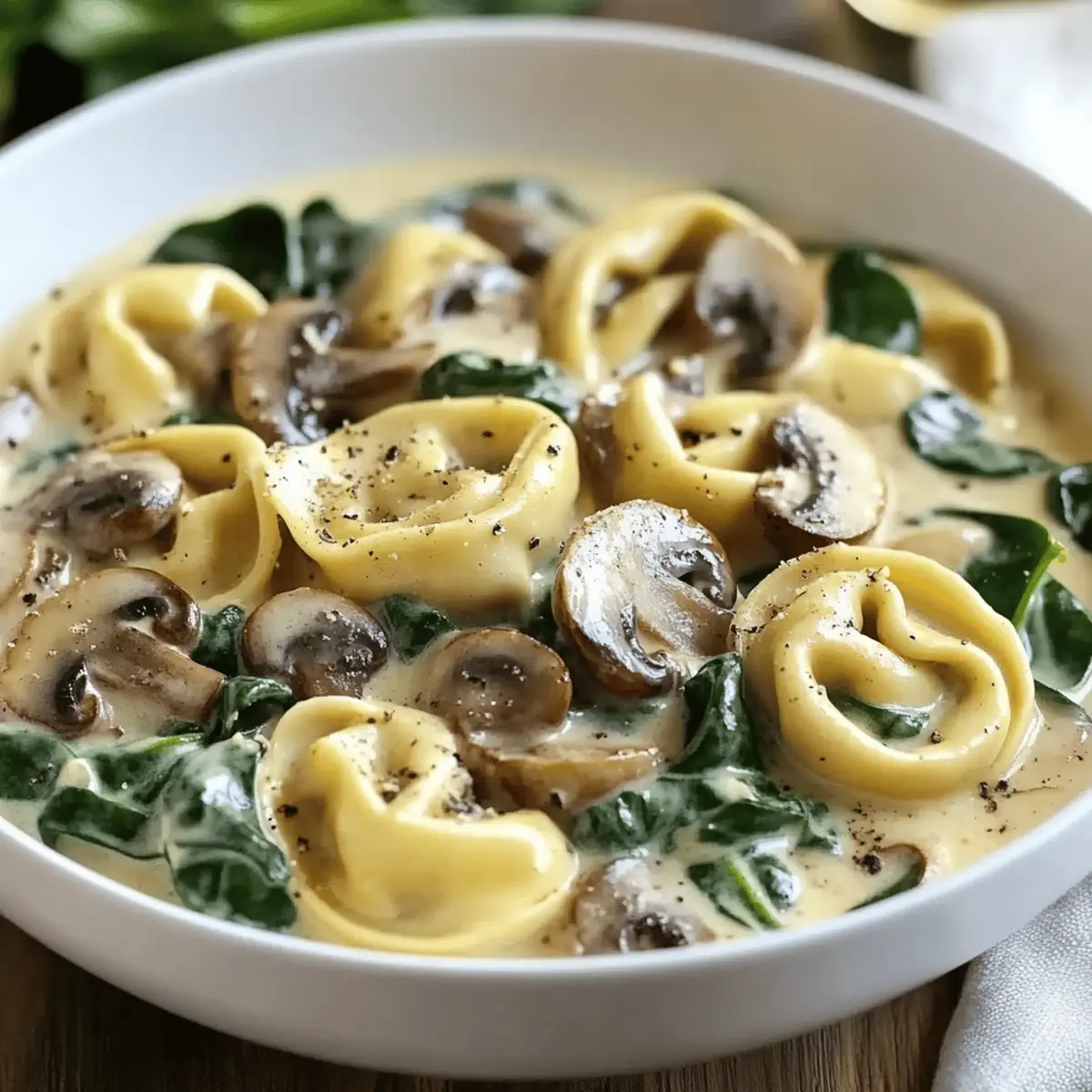 Creamy Tortellini with Spinach and Mushrooms