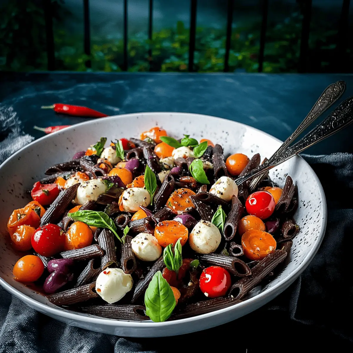 Halloween Caprese Pasta Salad hbdyol
