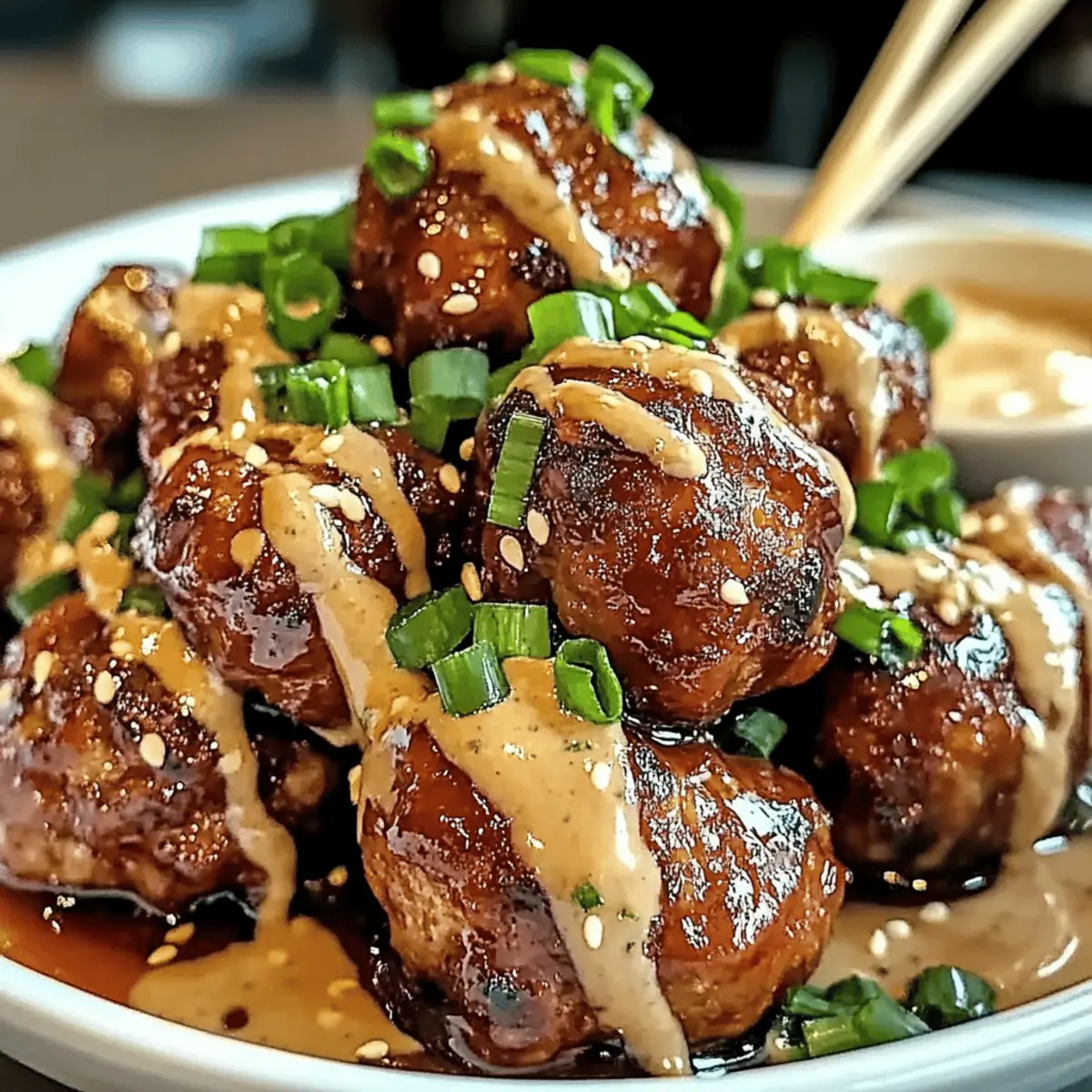 Tender Korean BBQ Meatballs with Spicy Mayo Dip