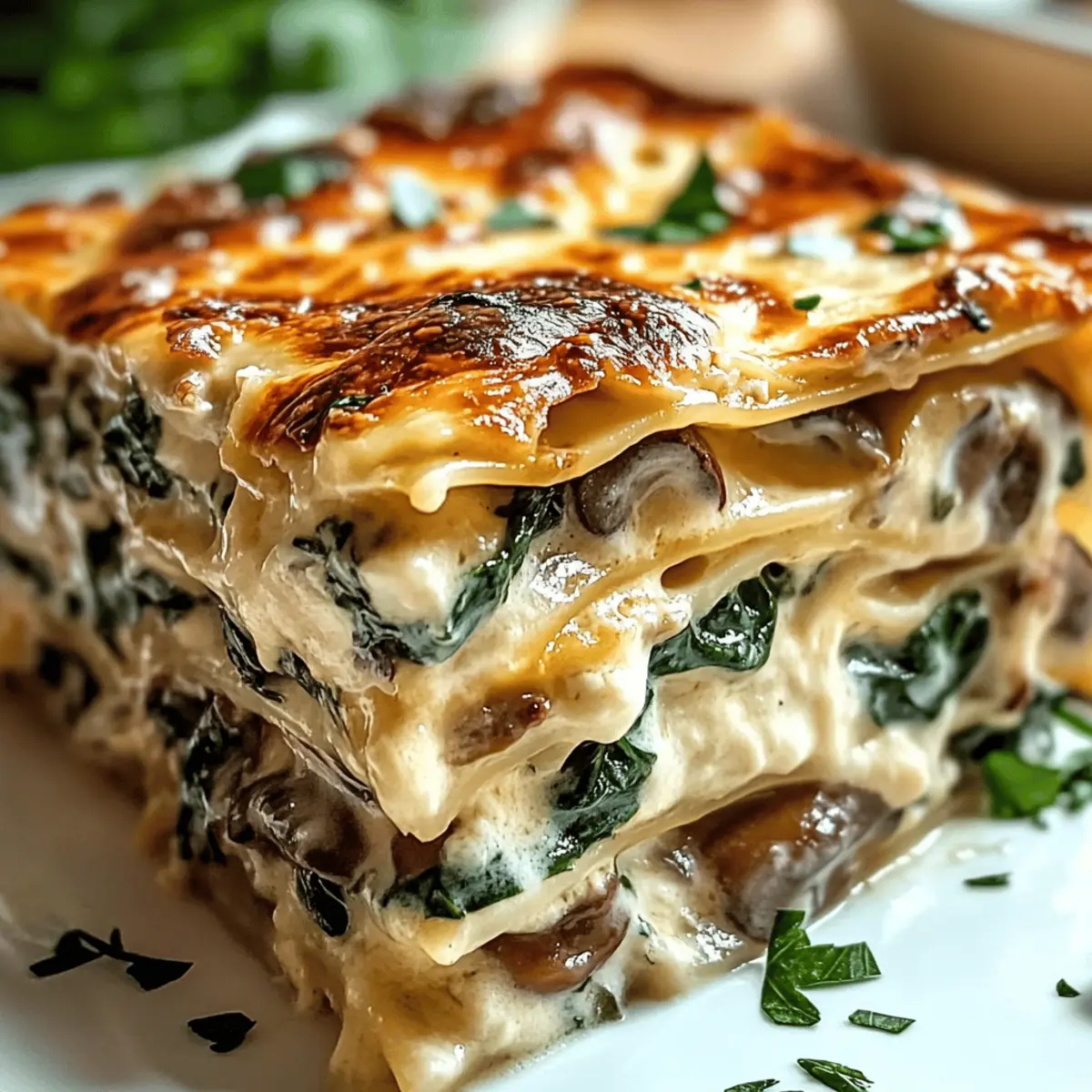 Creamy Spinach Mushroom Lasagna
