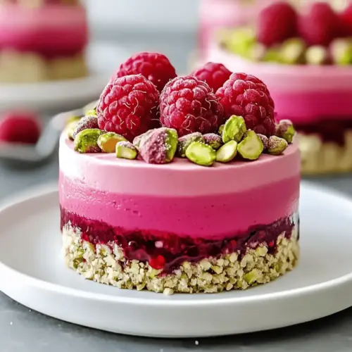 Elegant Raspberry Pistachio Mousse Cakes