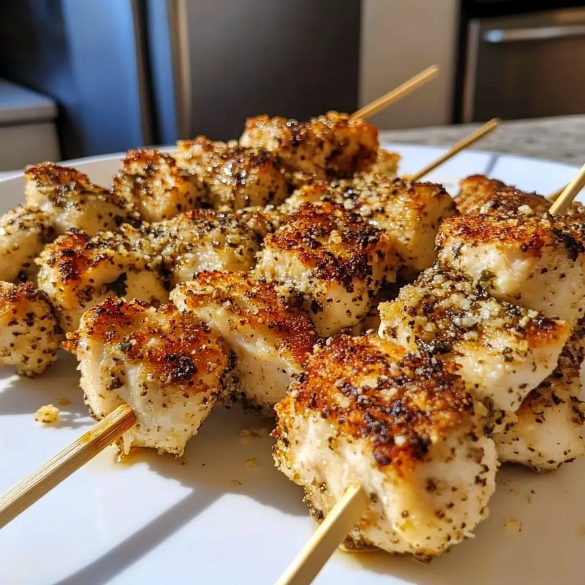 Crispy Air Fryer Garlic Parmesan Chicken Skewers