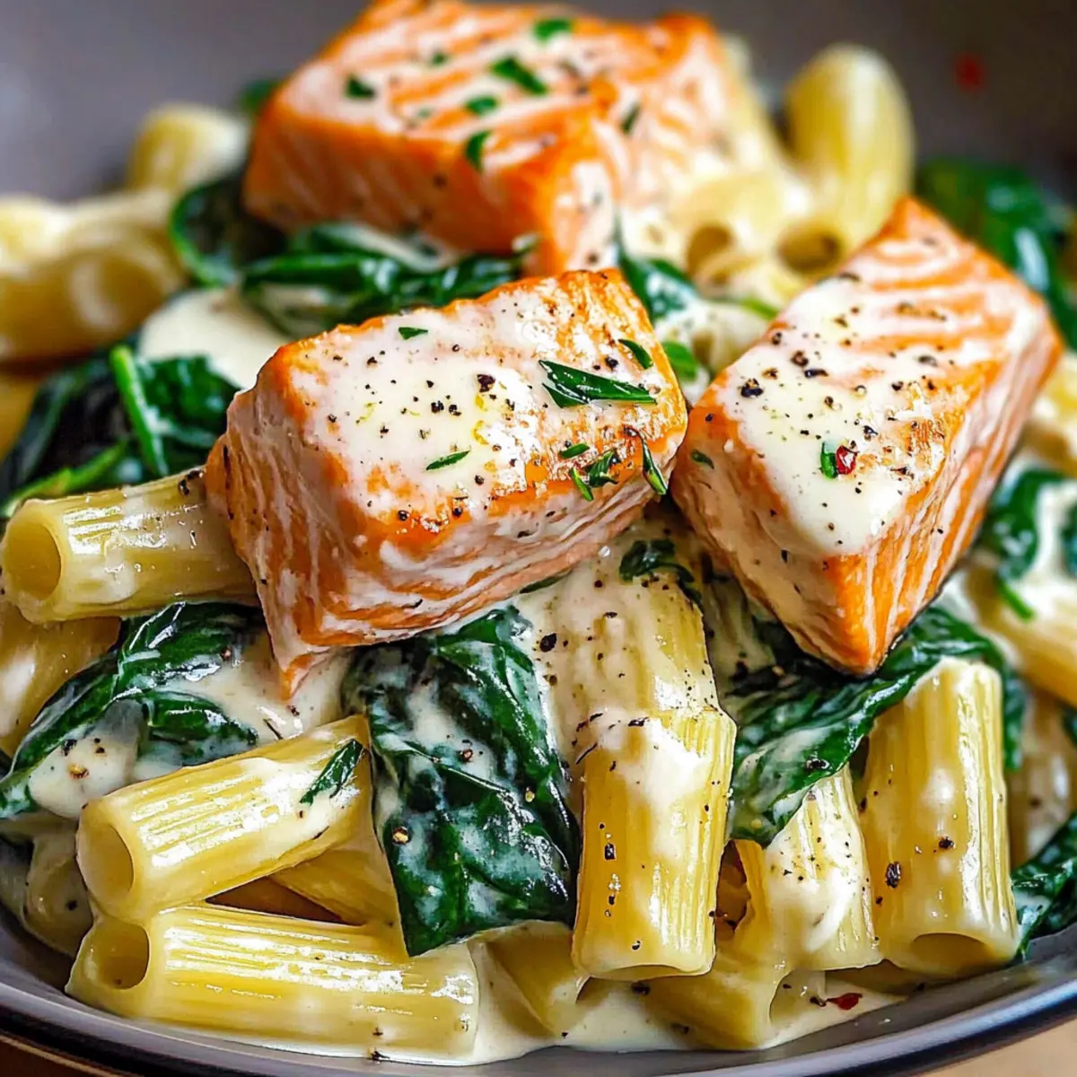 Salmon Spinach Pasta