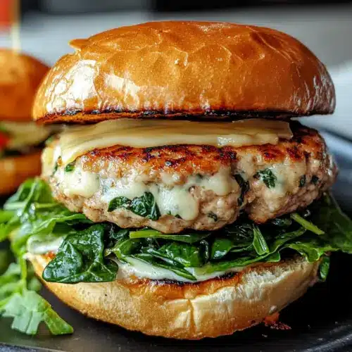 White Cheddar and Spinach Chicken Burgers