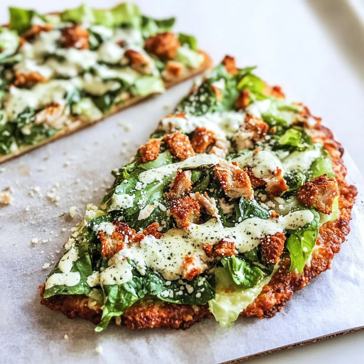 Chicken Crust Caesar Salad Pizza