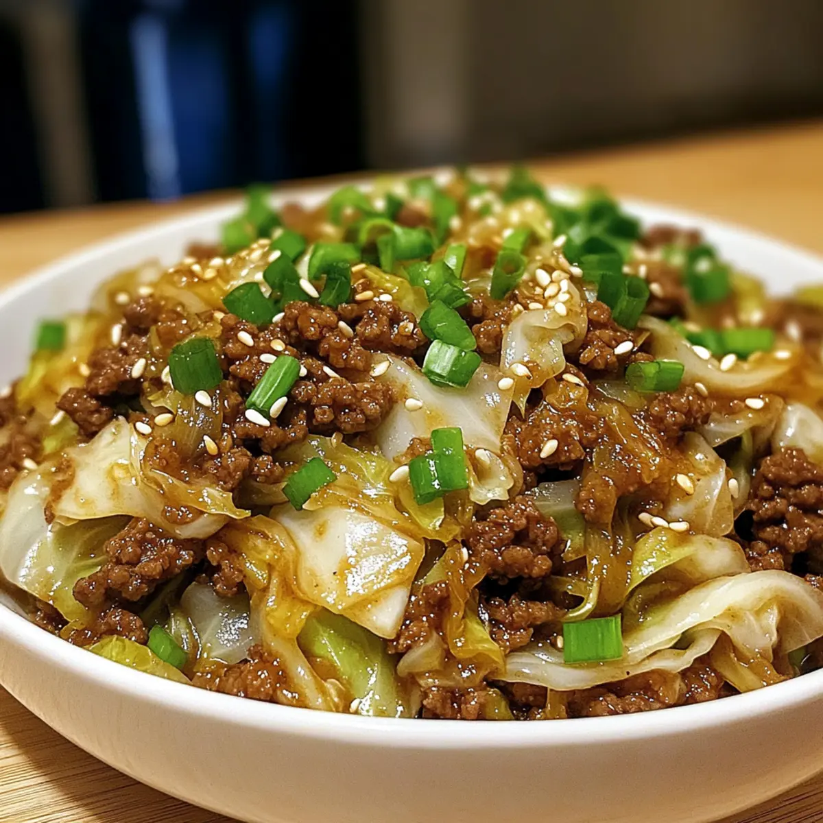 Low-Carb Mongolian Ground Beef and Cabbage