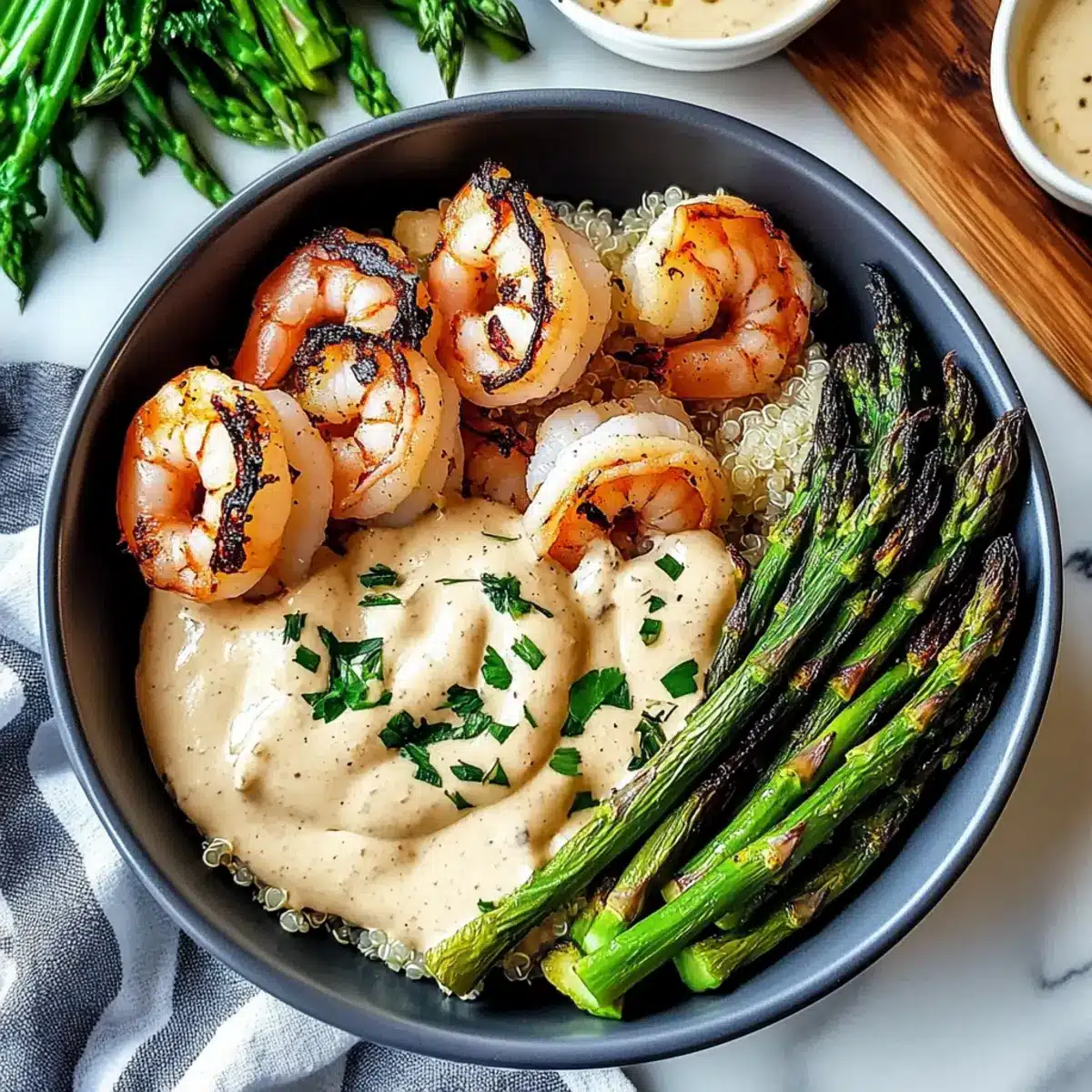 Grilled Shrimp Bowl with Asparagus & Creamy Garlic Sauce Bliss 2 4cb52779 aa16 4059 a5e7 0bd6e953e1fabl j0gmz2