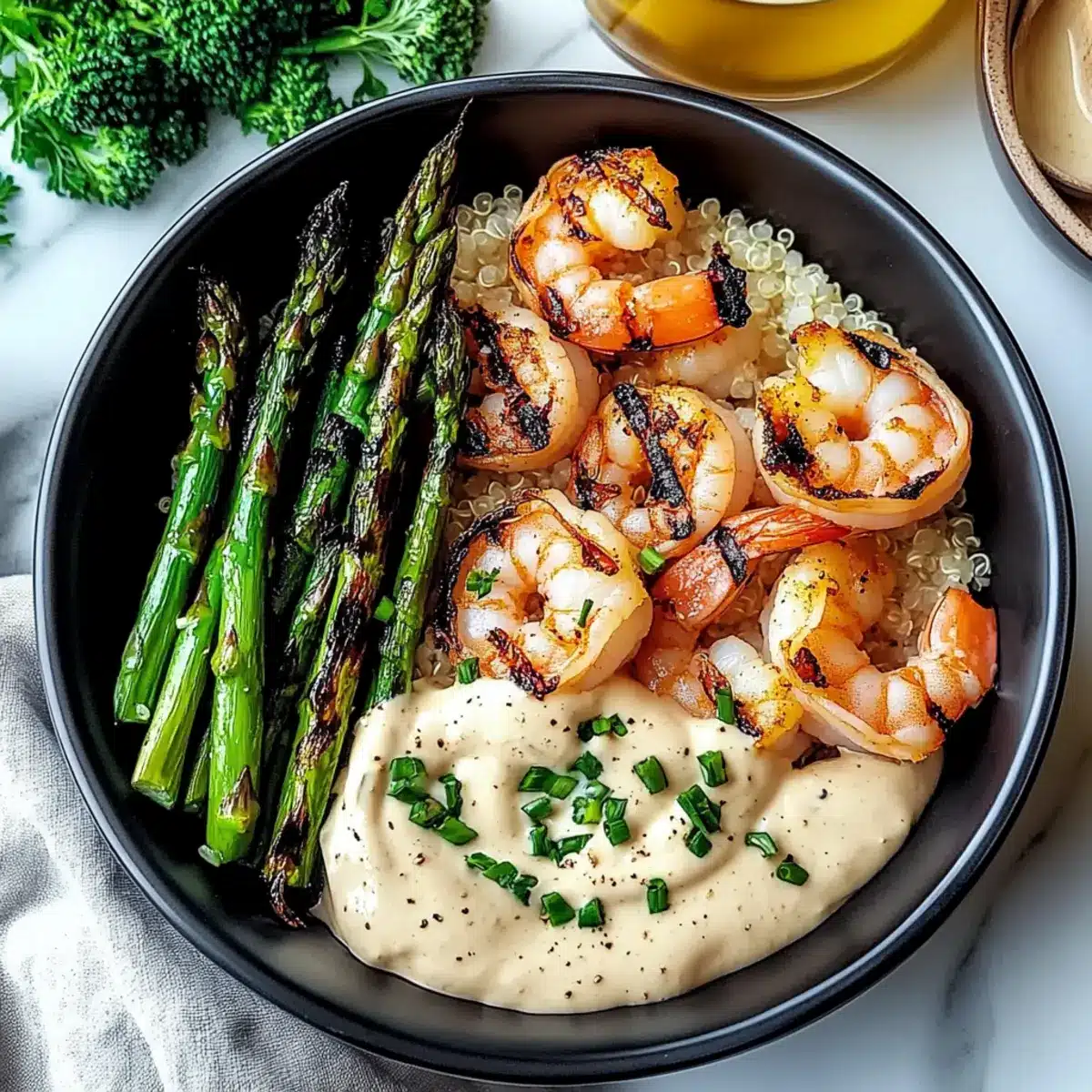 Grilled Shrimp Bowl with Asparagus & Creamy Garlic Sauce Bliss 1 4cb52779 aa16 4059 a5e7 0bd6e953e1fatr n63lcf