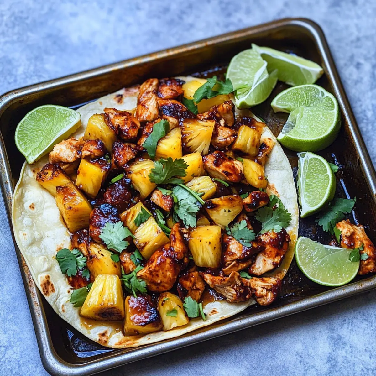 One Pan Chicken and Pineapple Tacos