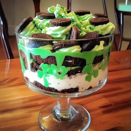 St. Patrick’s Day Brownie Trifle