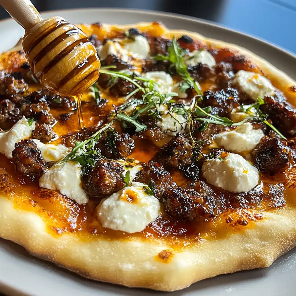 Sausage Ricotta Honey Hot Pizza: Sweet Meets Spicy Bliss 4 Sausage Ricotta Honey Hot Pizza