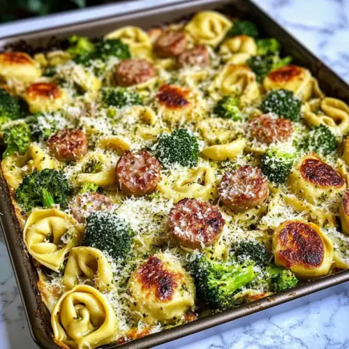 Sheet Pan Broccoli Tortellini Bake